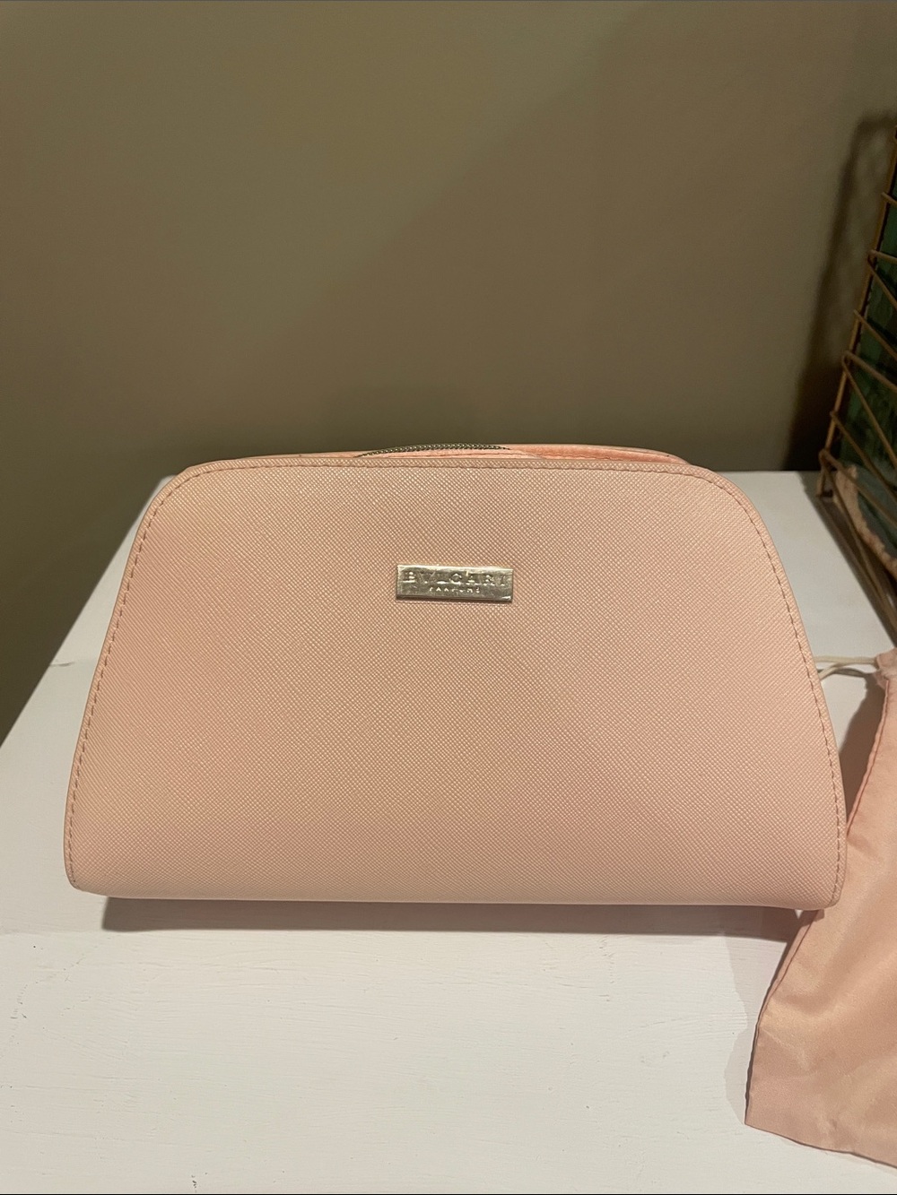 Bulgari Blush Pink Saffiano clutch bag